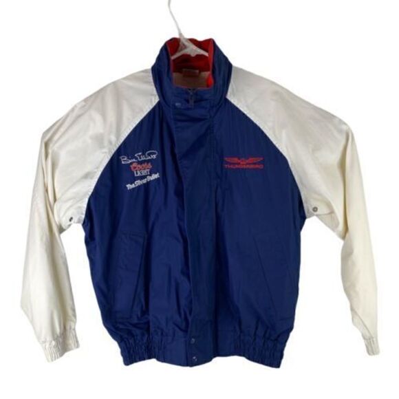 VTG Bill Elliot Ford Motorsport Men’s Sz L Blue Coors Light Silver Bullet Jacket - Picture 1 of 11